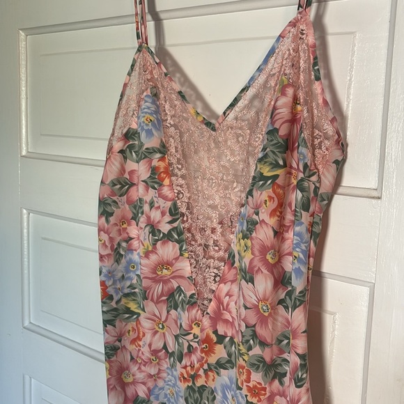 Victoria’s Secret Gold Label Pink and Green Floral Slip Dress - Picture 2 of 4